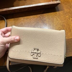 Tory Burch Beige Leather Crossbody Bag